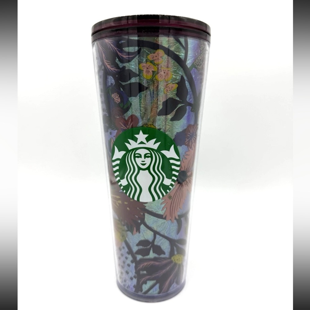 STARBUCKS FALL 2021 RISING FLORAL 24 OZ TUMBLER Foil Metallic Iridescent UNUSED
